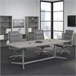 Pemberly Row Wood 96W x 42D Conference Table w/ Metal Base - Platinum Gray