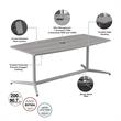 Pemberly Row Wood 96W x 42D Conference Table w/ Metal Base - Platinum Gray