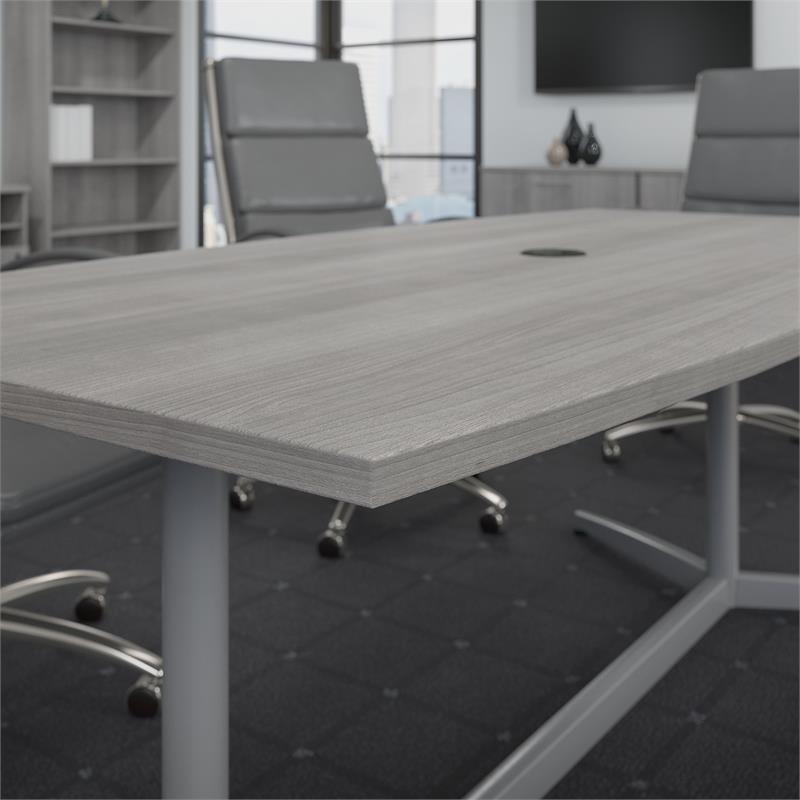 Pemberly Row Wood 96W x 42D Conference Table w/ Metal Base - Platinum Gray