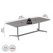 Pemberly Row Wood 96W x 42D Conference Table w/ Metal Base - Platinum Gray