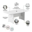 Pemberly Row Engineered Wood 120W x 48D Conference Table with Wood Base - White