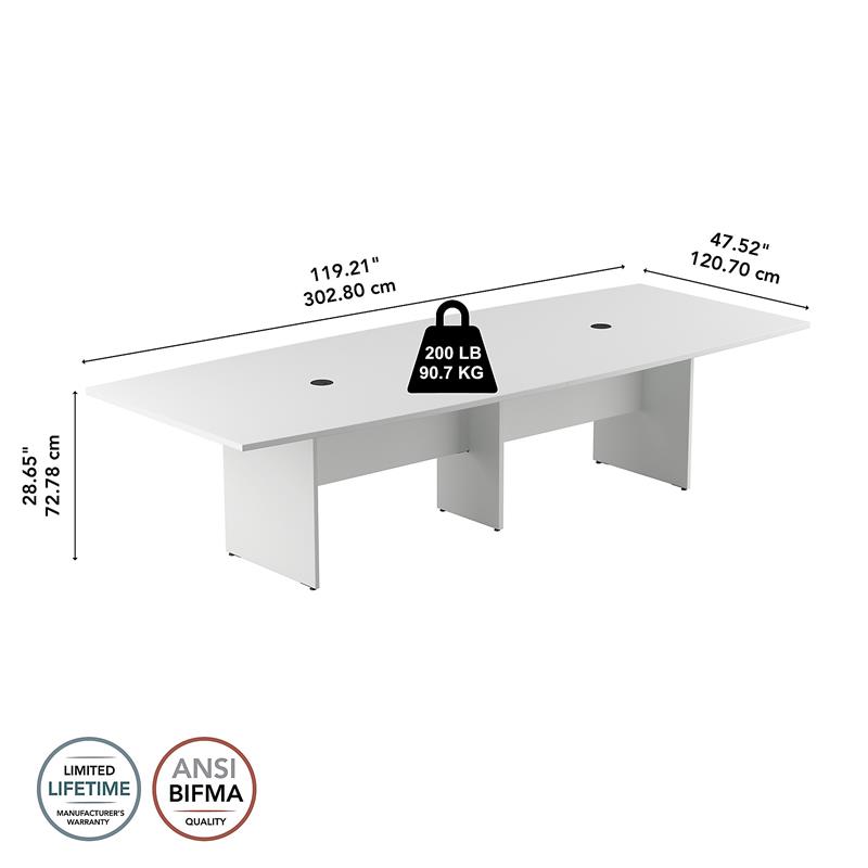 Pemberly Row Engineered Wood 120W x 48D Conference Table with Wood Base - White