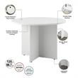 Pemberly Row 42W Round Conference Table with Wood Base - White - Engineered Wood
