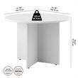 Pemberly Row 42W Round Conference Table with Wood Base - White - Engineered Wood