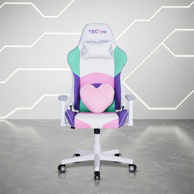 Pemberly Row Polyurethane Fabric TS-42 Office-PC Gaming Chair in Kawaii