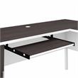 Pemberly Row Engineered Wood 72W L Shaped Desk with Hutch - White and Storm Gray