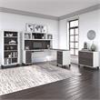 Pemberly Row 72W L Desk with Hutch and Storage in White/Gray - Engineered Wood