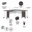 Pemberly Row 72W L Desk with Hutch and Storage in White/Gray - Engineered Wood