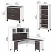 Pemberly Row 72W L Desk with Hutch and Storage in White/Gray - Engineered Wood