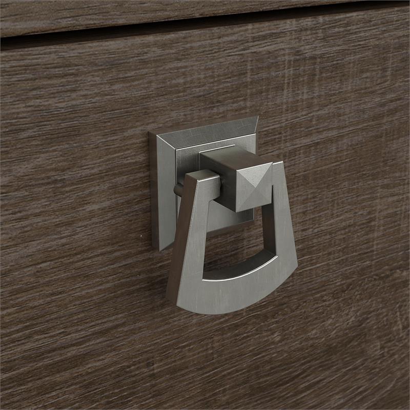 Pemberly Row 60W L Shaped Desk with Hutch in Ash Brown - Engineered Wood