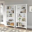 Pemberly Row Engineered Wood Tall 5 Shelf Bookcase Set of 2 - White/Shiplap Gray