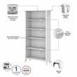 Pemberly Row Engineered Wood Tall 5 Shelf Bookcase Set of 2 - White/Shiplap Gray