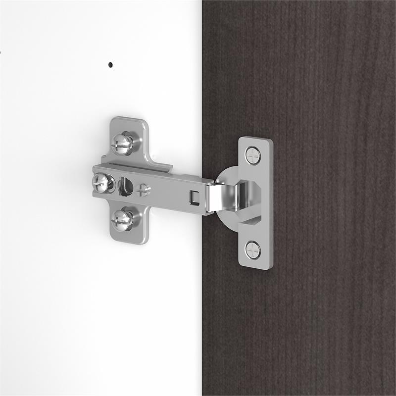 Pemberly Row Engineered Wood 60W L Shaped Desk with Storage - White & Storm Gray