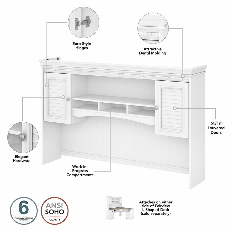 Pemberly Row L Desk 4 Pc Set with Storage in White and Gray - Engineered Wood