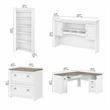 Pemberly Row L Desk 4 Pc Set with Storage in White and Gray - Engineered Wood