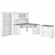 Pemberly Row L Desk 4 Pc Set with Storage in White and Gray - Engineered Wood