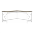 Pemberly Row 60W L Shaped Desk in Pure White and Shiplap Gray - Engineered Wood