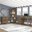 Pemberly Row 54W Desk with File Cabinet and Bookcase in Pine - Engineered Wood