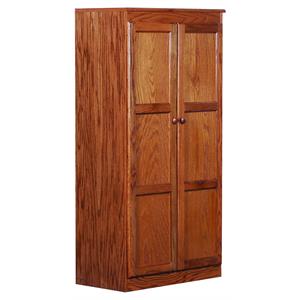 Pemberly Row Traditional 60&quot Wood Storage Cabinet with 4-Shelves in Dry Oak