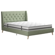 Pemberly Row Modern / Contemporary Queen Bed in Light Green Linen