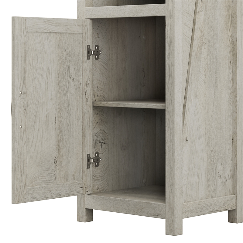 Pemberly Row 60W L Shaped Desk with Storage Cabinet in Cottage White