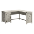 Pemberly Row 60W L Shaped Desk with Storage Cabinet in Cottage White