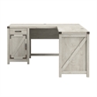 Pemberly Row 60W L Shaped Desk with Storage Cabinet in Cottage White