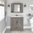 Pemberly Row Engineered Wood Bathroom Vanity Sink with Mirror in Driftwood Gray