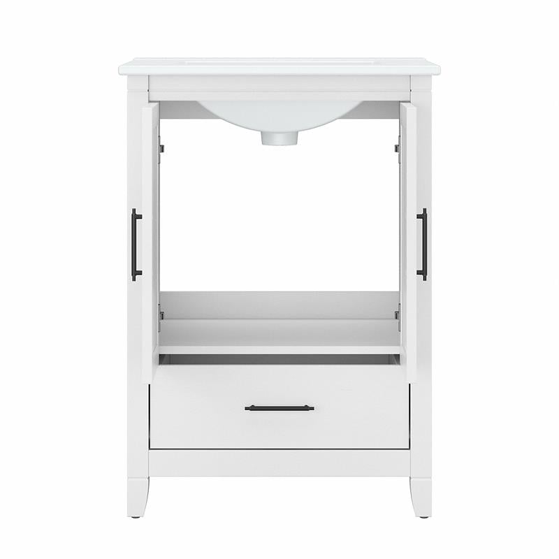Pemberly Row 24W Bathroom Vanity with Sink in White Ash - Engineered Wood