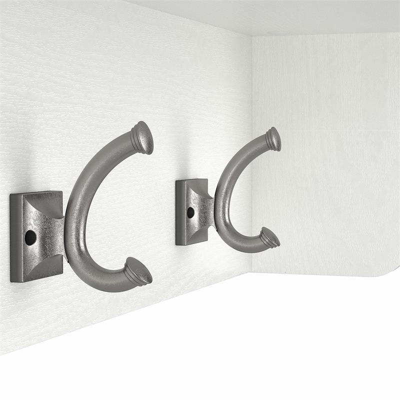 Pemberly Row 40W Wall Mounted Coat Rack in White Ash - Engineered Wood