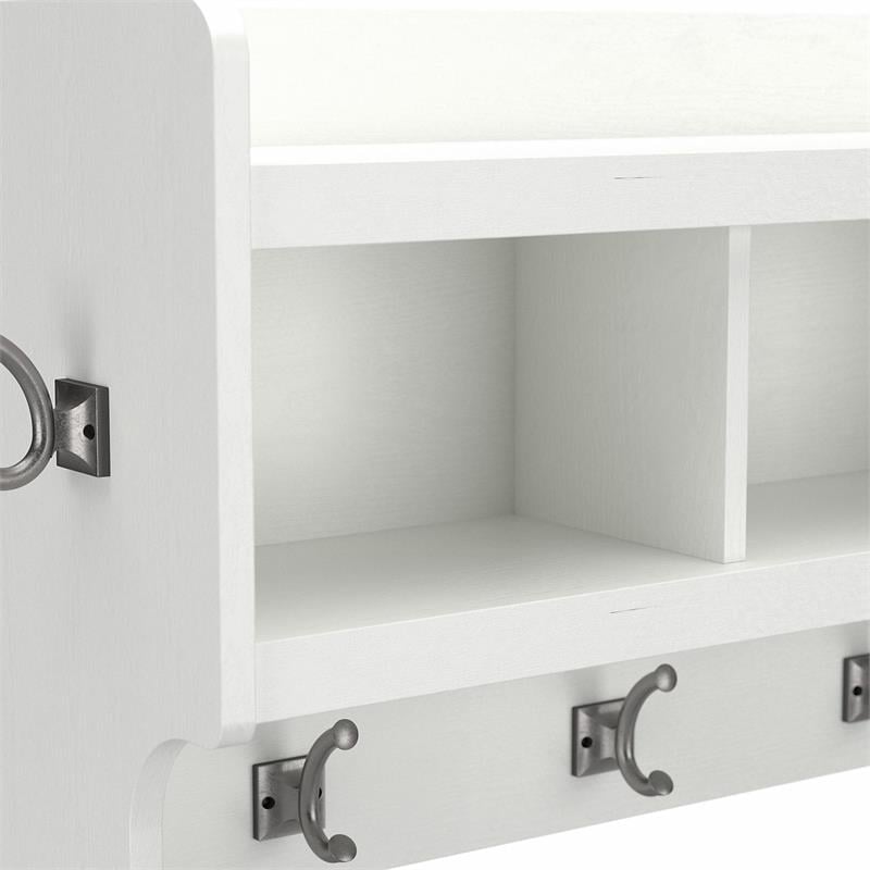 Pemberly Row 40W Wall Mounted Coat Rack in White Ash - Engineered Wood