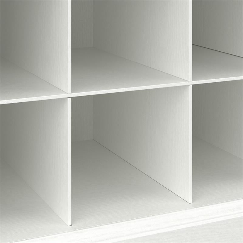 Pemberly Row 24W Hall Tree & Shoe Bench w/ Shelves - White Ash - Engineered Wood