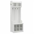 Pemberly Row 24W Hall Tree & Shoe Bench w/ Shelves - White Ash - Engineered Wood