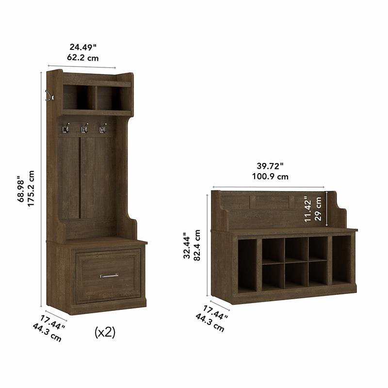 Pemberly Row Entryway Storage Set with Drawers in Ash Brown - Engineered Wood