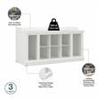 Pemberly Row 40W Shoe Storage Bench with Shelves in White Ash - Engineered Wood