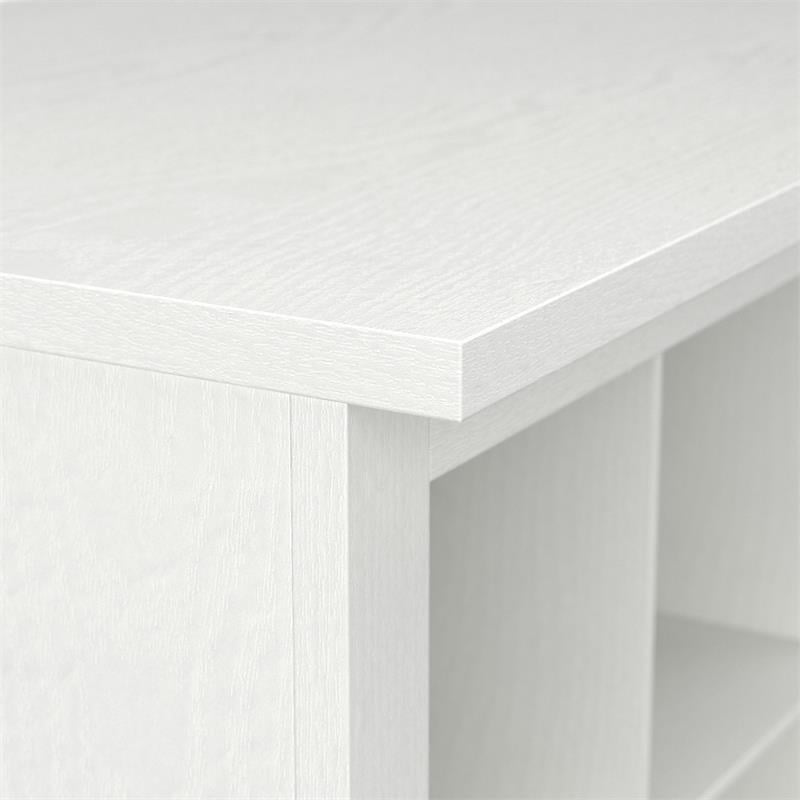 Pemberly Row 40W Shoe Storage Bench with Shelves in White Ash - Engineered Wood