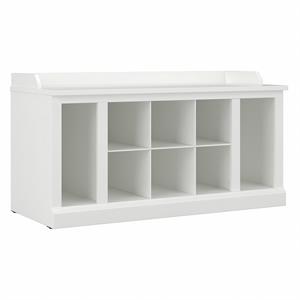 Pemberly Row 40W Shoe Storage Bench with Shelves in White Ash - Engineered Wood