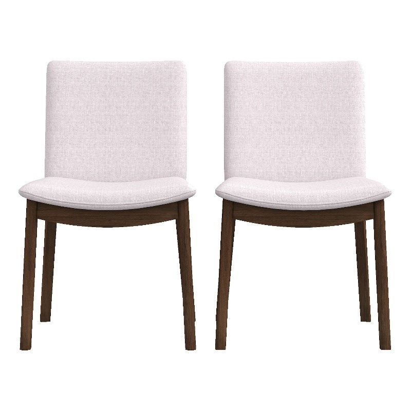 Pemberly Row Mid-Century Modern Cream Fabric Dining Chair (Set of 2)