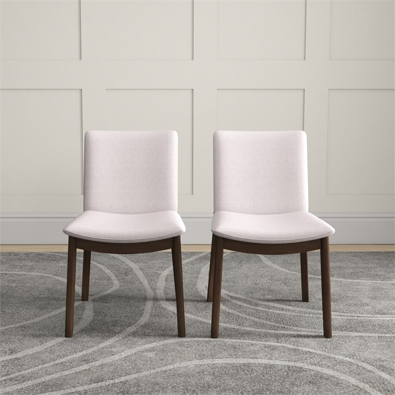 Pemberly Row Mid-Century Modern Cream Fabric Dining Chair (Set of 2)