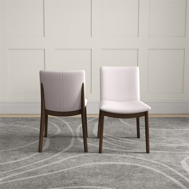 Pemberly Row Mid-Century Modern Cream Fabric Dining Chair (Set of 2)