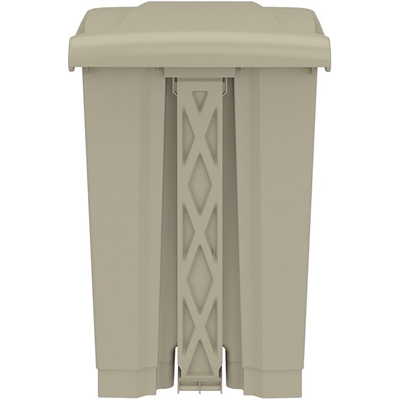 Pemberly Row Plastic Step-On Touchless 12 Gallon Trash Can in Tan