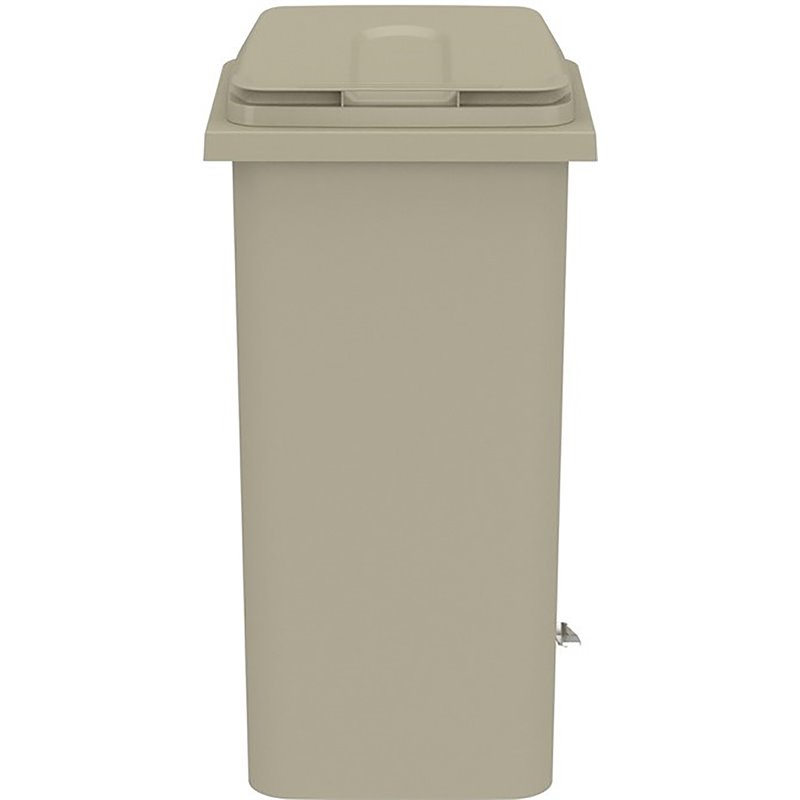 Pemberly Row Plastic Step-On Touchless 32 Gallon Trash Can in Tan