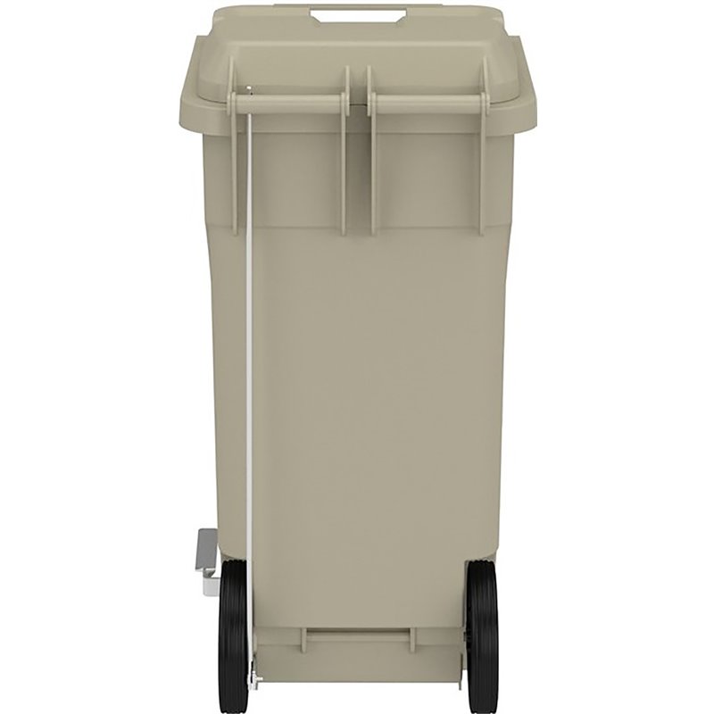 Pemberly Row Plastic Step-On Touchless 32 Gallon Trash Can in Tan