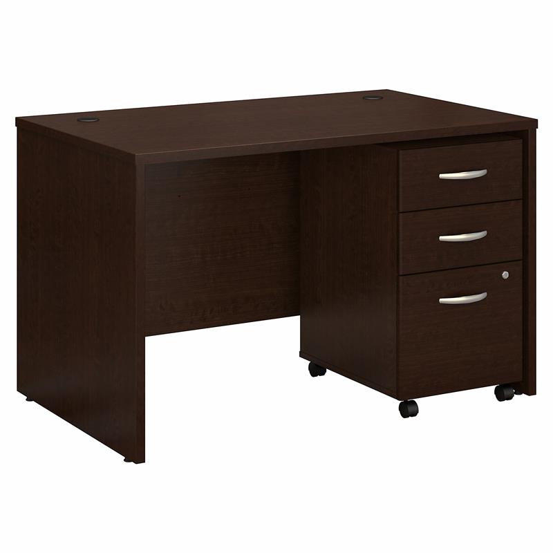 Pemberly Row 48W x 30D Office Desk with Drawers - Mocha Cherry - Engineered Wood