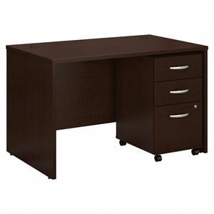 Pemberly Row 48W x 30D Office Desk with Drawers - Mocha Cherry - Engineered Wood
