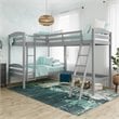 Pemberly Row Modern / Contemporary Wood Triple Twin Bunk Bed in Gray