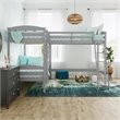 Pemberly Row Modern / Contemporary Wood Triple Twin Bunk Bed in Gray