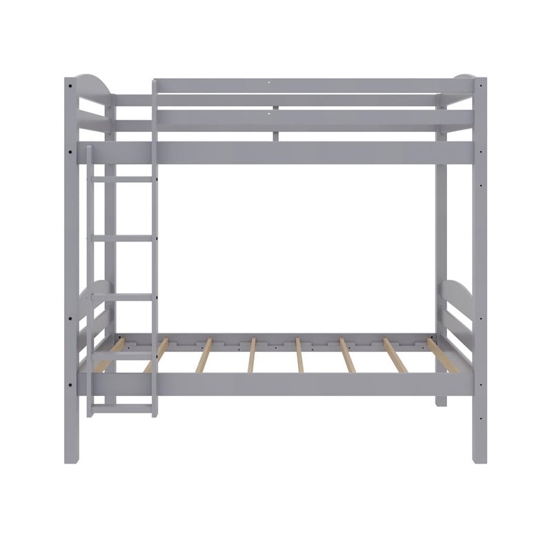 Pemberly Row Modern / Contemporary Wood Triple Twin Bunk Bed in Gray
