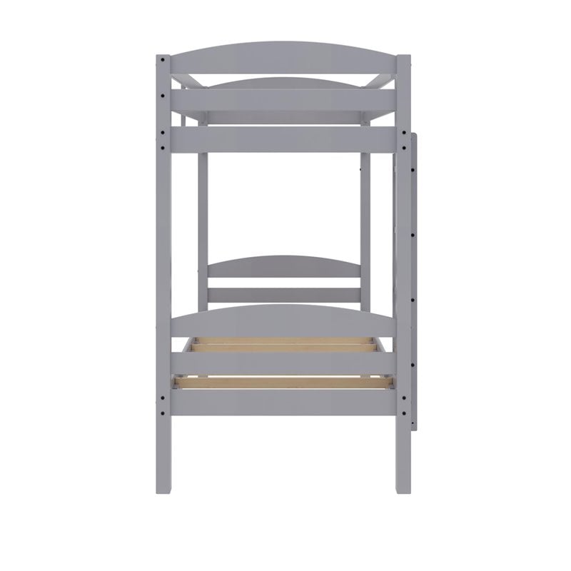 Pemberly Row Modern / Contemporary Wood Triple Twin Bunk Bed in Gray