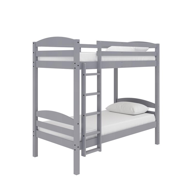 Pemberly Row Modern / Contemporary Wood Triple Twin Bunk Bed in Gray